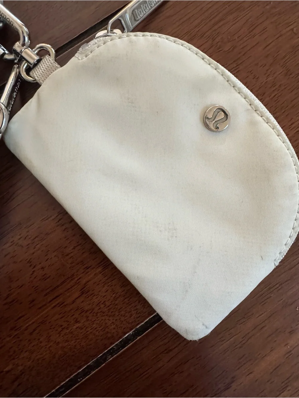 lululemon athletica sage green wristlet with cream coin pouch